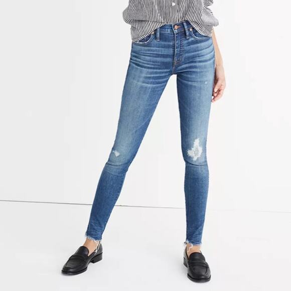 Madewell High Rise Skinny Raw Hem Distressed Jeans 27 - Picture 1 of 13